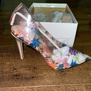 Clear floral heels